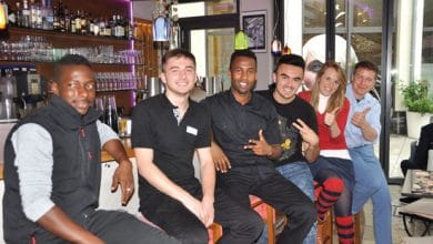 v.l.n.r. Alhadar Sessay, Leon Vukosavljevic, Ahmed Omar, Armin Hadzalic, Beatriz und Martin Hanauer