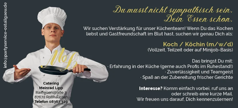 Stellenanzeige Koch/Köchin ML Catering