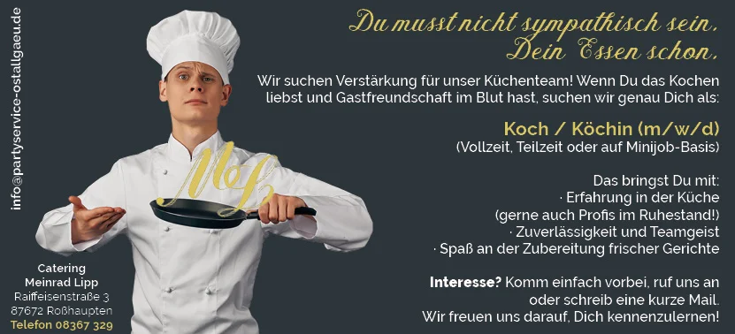 Stellenanzeige Koch/Köchin ML Catering